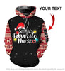 Gifts For Nurses Santa Favorite Nurse Reindeer Pattern Personalized Unisex Hoodie