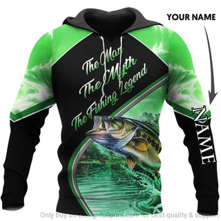 Fishing Gifts The Man The Myth The Fishing Legend Green Personalized Unisex Hoodie
