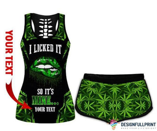 420 Day Gift For Hippie Pot Leaf I Licked It So Its Mine Personalized Tank and Shorts Set HG