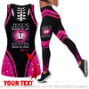 Gift For Christian Personalized Pink Jesus Because Of Him Heaven Knows My Name  Tank Top And Leggings Set HG