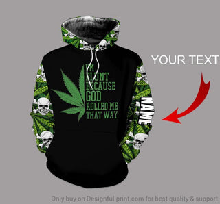 Skull Gift Gift For Hippie Black Im Blunt Because God Rolled Me That Way Skull Personalized Unisex Hoodie