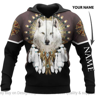Gift For Native American Gift For Wolf Lover Personalized Wolf Native US Unisex Size Hoodie