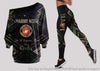 Gift For Army Gift For Mom Marine Mom Off Shoulder Long Sleeves Top and Leggings Set HG