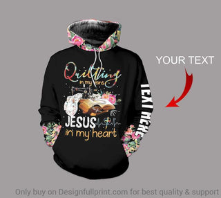 Gift For Christian Quilting In My Veins Jesus In My Heart Personalized US Unisex Hoodie