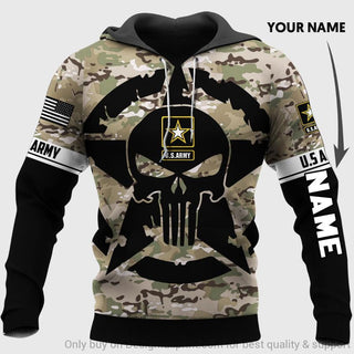 Skull Gift Gift For Army Skull Star Army Combat Flag Multicam Personalized Unisex Hoodie