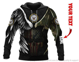 Skull Gift Gift For Army US Navy Skull Angel And Devil Personalized Unisex Hoodie HG