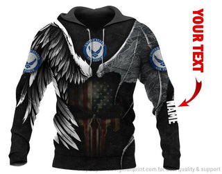 Skull Gift Gift For Army US Air Force Skull Angel And Devil Personalized Unisex Hoodie HG