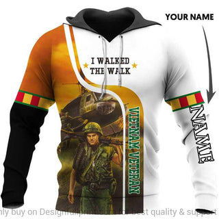 Gift For Veteran Lover Personalized Vietnam Veteran I Walked The Walk US Unisex Size Hoodie