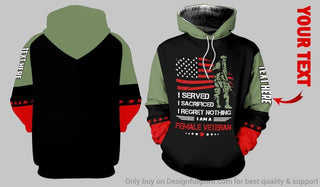 Gift For Veteran Lover Gift For Army Personalized Female Veteran US Unisex Size Hoodie