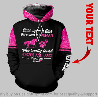 Gift For Horse Lover Personalized  A Women Love Horse And Dogs US Unisex Hoodie Gifts For Dog Lovers