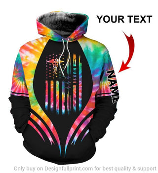 Gifts For Nurses New Tie Dye Flag Nurse Personalized Unisex Hoodie