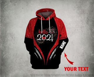 Red Hello 2021 New Year Personalized Unisex Hoodie HG