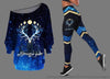 Gift For Hippie Blessed Yule Stag Head Wicca Off Shoulder Long Sleeves Top and Leggings Set LN