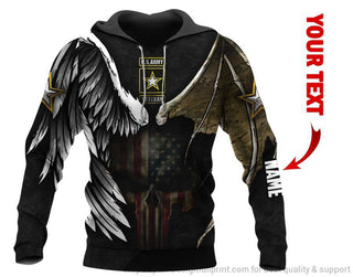 Skull Gift Gift For Veteran Lover Gift For Army Veteran Skull Angel And Devil Personalized Unisex Hoodie HG