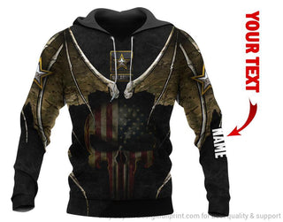 Skull Gift Gift For Army Army Skull Bat Wings Personalized Unisex Hoodie HG