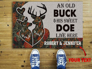 Orange Deer Camo Old Buck Sweet Doe Personalized Doormat HG