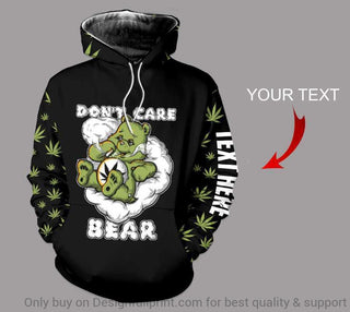 Gift For Hippie Stoner Bear Pothead Care Bear Stoner Care Bear Dont Care Bear With Pot Leaf Personalized Pullover Zipup Hoodie And Long Sleeve US Unisex Size