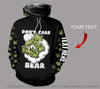Gift For Hippie Stoner Bear Pothead Care Bear Stoner Care Bear Dont Care Bear With Pot Leaf Personalized Pullover Zipup Hoodie And Long Sleeve US Unisex Size