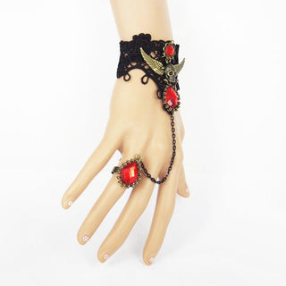 Pirate Skull Wings Crystal Link Bracelet