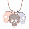 Long Crystal Three Skull Necklace