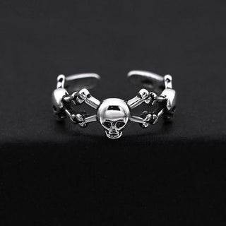 Adjustable Silver Color Skull Ring - designfullprint