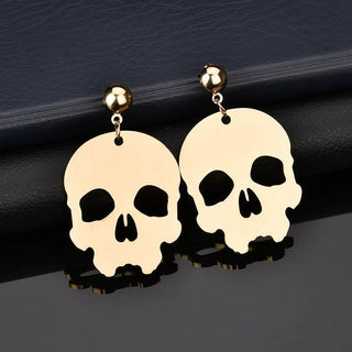 Aluminum Gold Skull Head Stud Earrings