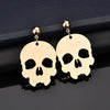 Aluminum Gold Skull Head Stud Earrings