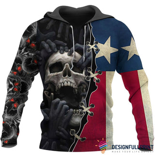 Skull Gift Texas Red Eyes Screaming Skull Personalized Unisex Hoodie
