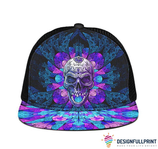 Skull Gift Gift For Trucker Purple Open Mouth Skull Trucker Hat HG