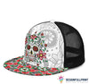 Skull Gift Gift For Trucker Red Flower Sugar Skull Trucker Hat HG