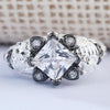 Flower Heart Skull Design CZ Ring