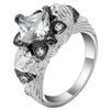 Flower Heart Skull Design CZ Ring