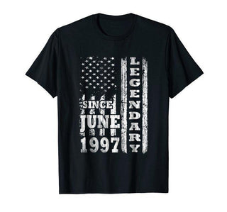 Legendary Since June 1997 21st Birthday Gifts USA Flag T-shirt
