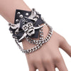 Pirate Skull Rivet Cuff Wide Leather Bracelet