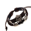 Antique Alloy Gothic Skull Studded Leather Bracelet