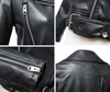 Winter Black Faux Leather Jackets with Zipper,Turn-down Collar Band Belt - designfullprint