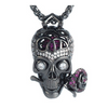 Skull Bone and Black Rose Necklace