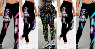 Skull Gift Multi-Color Fight Like A Warrior Sugar Skull Girl Cancer Awareness Premium Leggings