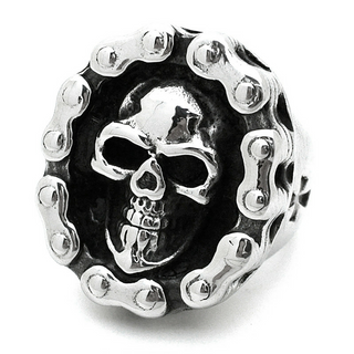 Steampunk Skull Chain Cross Ring