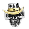 Country Rock Skull Hat Stainless Steel Ring
