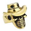Country Rock Skull Hat Stainless Steel Ring