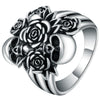 Rose Flower & Devil Death Skull Ring - designfullprint