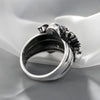 Vintage Antique Silver Flower Skull Ring