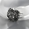 Vintage Antique Silver Flower Skull Ring