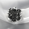 Vintage Antique Silver Flower Skull Ring