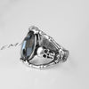 Skull Punk Rock Antique Silver Glass Biker Ring
