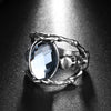 Skull Punk Rock Antique Silver Glass Biker Ring
