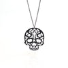 Vintage Black Acrylic Cross Skull Pendant Necklace