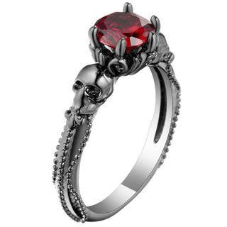 Vintage Red Zircon Stone Skull Rings