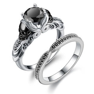 Vintage Skull Black Zircon Engagement Ring